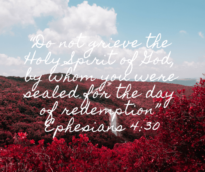Do not grieve the Holy Spirit of God, by whom you were sealed for the day of redemption” Ephesians 4_30